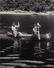 Stephan Holmes and David Robertson canoeing.